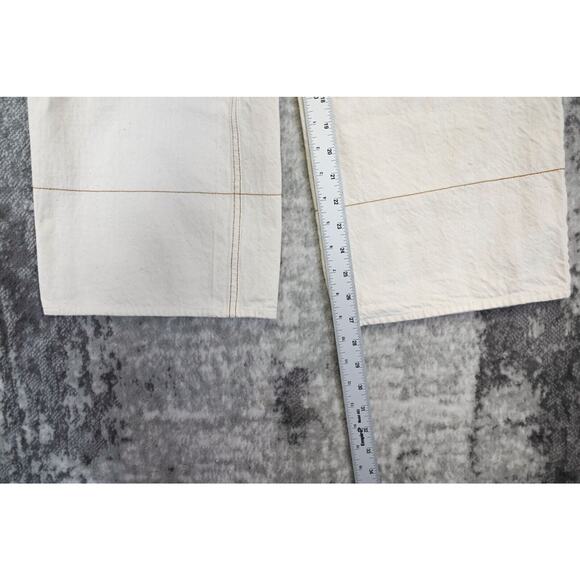 CO Collections Pants 24 Womens Wide Leg Ankle Ecru Ivory White Denim Jeans - Picture 5 of 6